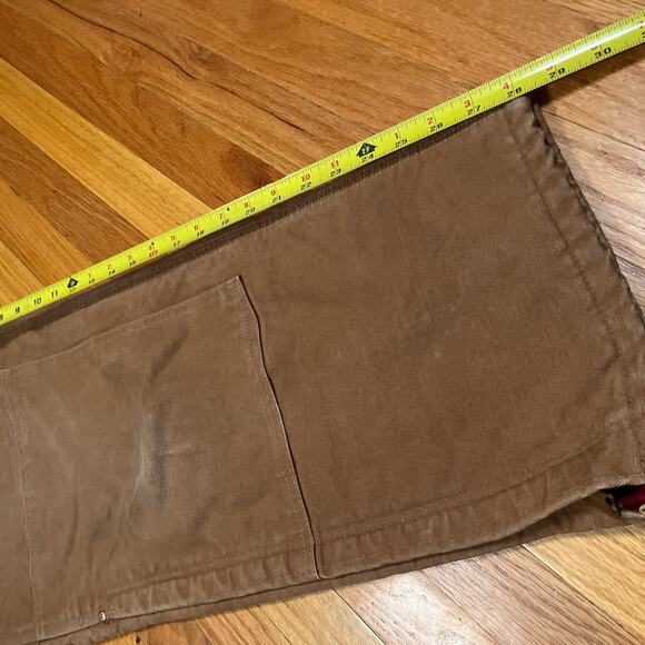 Carhartt Duck Bib Overalls Sz 38x28 Double Knee Red Quilt Canvas Lined Workwear - Picture 5 of 9